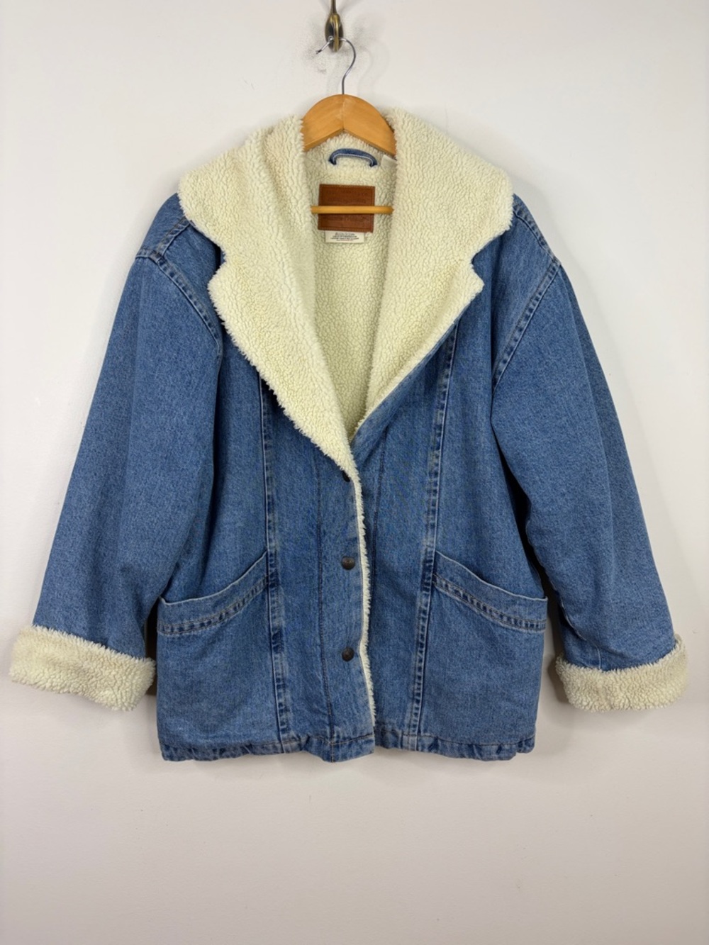 Levi's Jean Jacket Womens Small Blue Retro Collar Sherpa Fleece Denim Oversized
